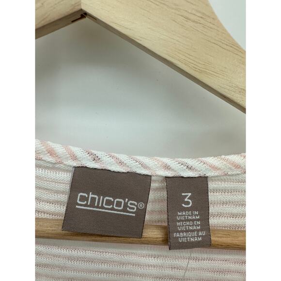 Chico's Shirt Women XL Shadow Stripe Mixed Tunic Knit Pattern Cottage Rose NWT - Picture 6 of 8